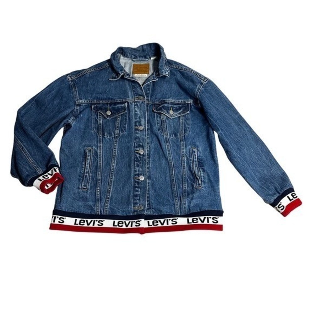 Levi's Premium Denim Trucker Jacket, Logo Trim, Jean Coat, Women's Medium